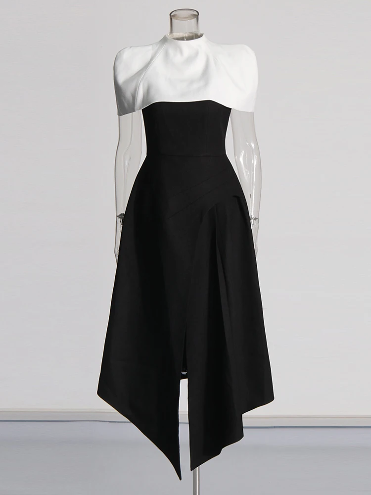 Elegant Square Collar Sleeveless High Waist Pleated Evening Dresses - Image 2