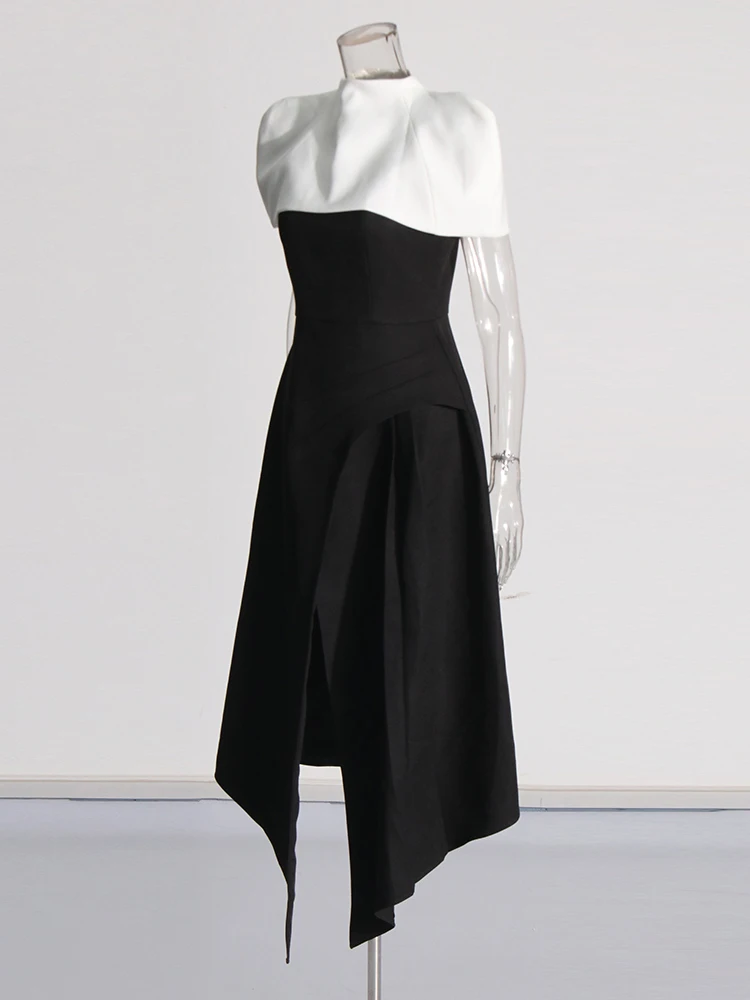 Elegant Square Collar Sleeveless High Waist Pleated Evening Dresses - Image 3
