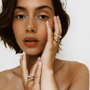 Elegant Uworld Unique Natural Stone Stainless Steel France Metal Waterproof Charm Trendy Ring