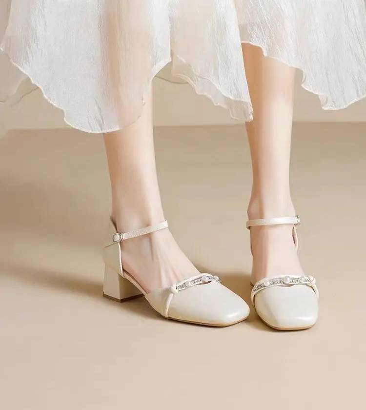 Elegant Wedge Artificial Leather Fish Mouth High Heels Sandals - Image 3