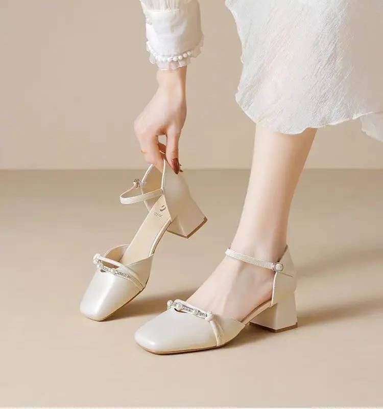 Elegant Wedge Artificial Leather Fish Mouth High Heels Sandals - Image 4