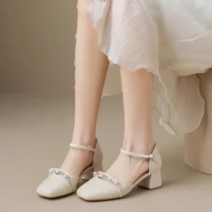 Elegant Wedge Artificial Leather Fish Mouth High Heels Sandals