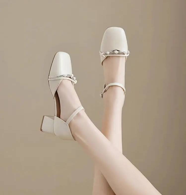 Elegant Wedge Artificial Leather Fish Mouth High Heels Sandals - Image 2