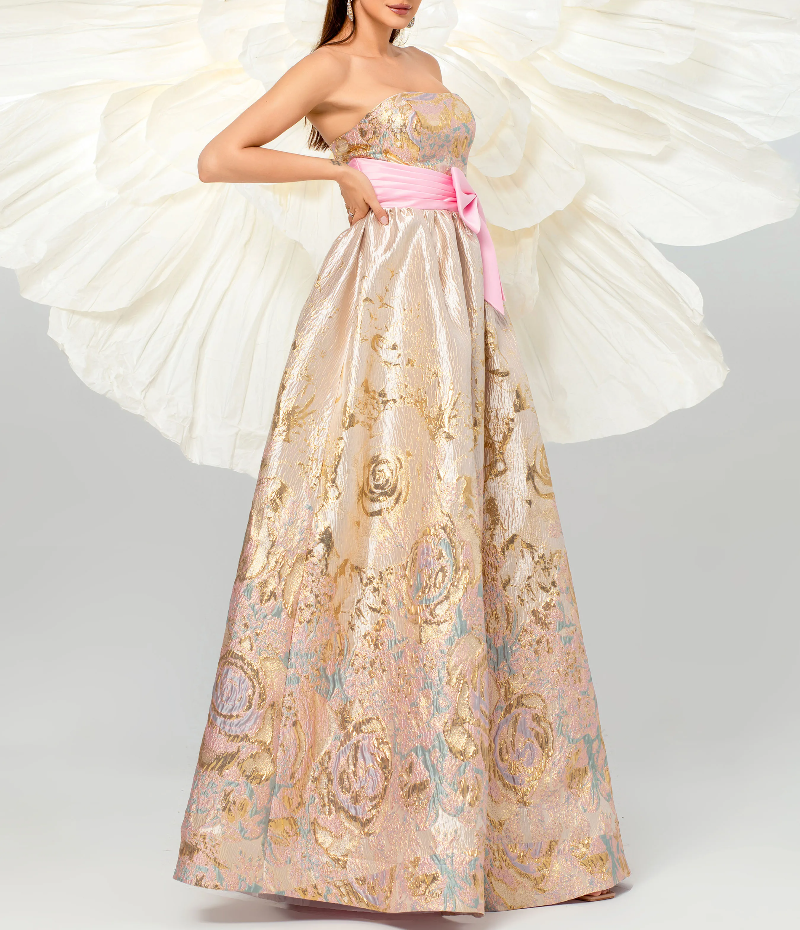 Erotic Elegant Beautiful A Line Strapless Bow Gown High Quality Luxury Maxi Dress - Image 6