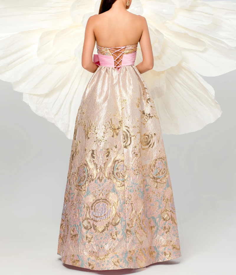 Erotic Elegant Beautiful A Line Strapless Bow Gown High Quality Luxury Maxi Dress - Image 4