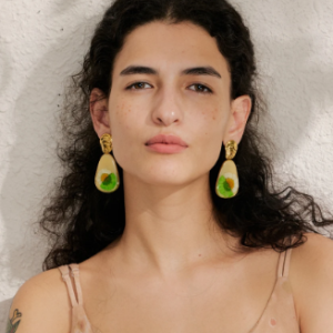 Exquisite Geometric Enamel Flower Daily Stainless Steel  Charm Drop Earrings