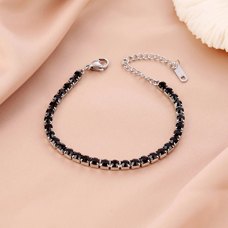 Exquisite Geometric Stainless Steel Adjustable Crystal Zirconia Braslet Charm Bracelet
