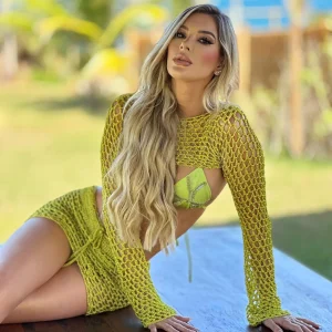 Fashion Knitt Long Sleeves Biquini Lady Beach Cover Ups 4Pcs