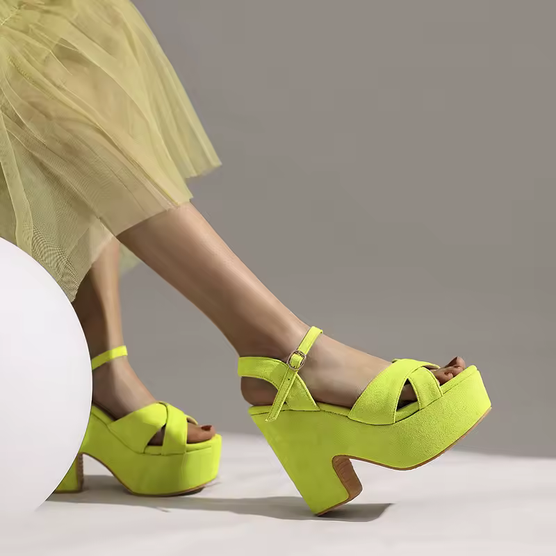 Flock Material Breathable Wedge Ultra-High Waterproof Platform Heel