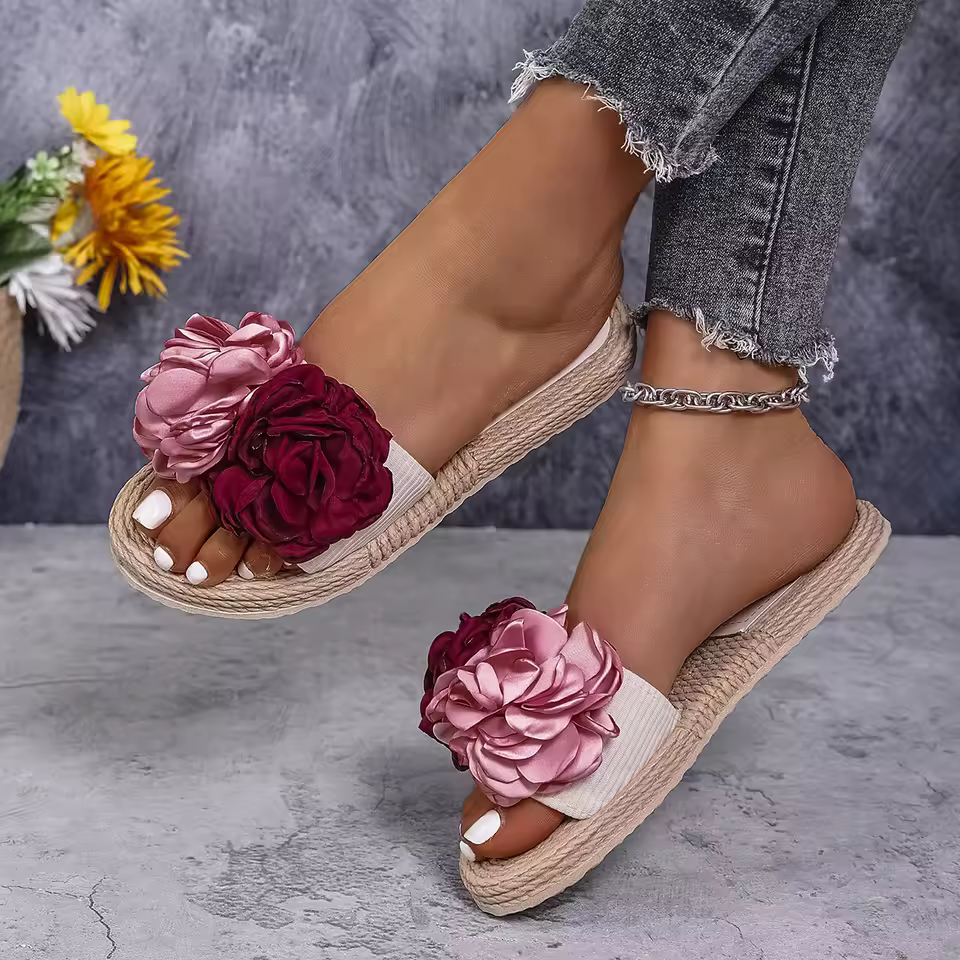Flower Lightweight Beach Style Multi-Color Large Non-Slip Wear-Resistant Flat Slippers - Image 3