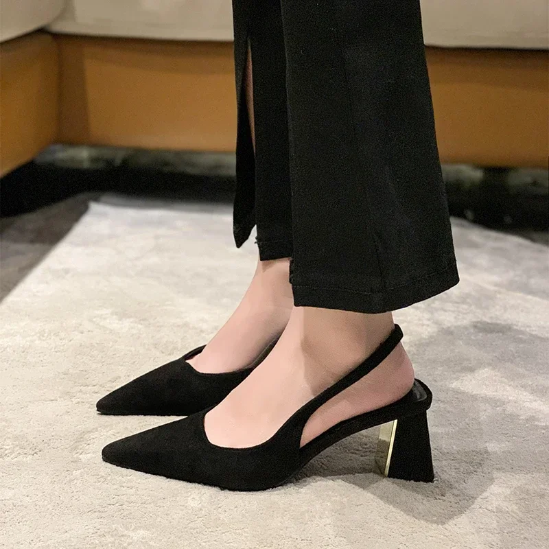 Formal Buckle Strap Office Style Pointed Pumps High Heels Sandals - Image 3
