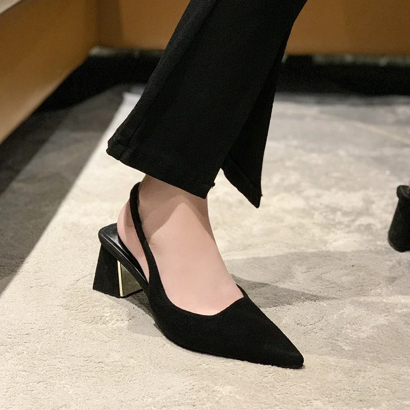 Formal Buckle Strap Office Style Pointed Pumps High Heels Sandals - Image 2