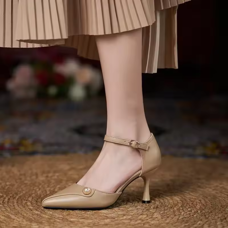 Formal Covered Buckle Strap Party Hollow High Heels Sandals - Image 8