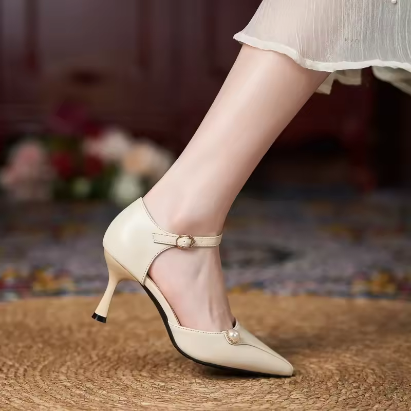 Formal Covered Buckle Strap Party Hollow High Heels Sandals - Image 6