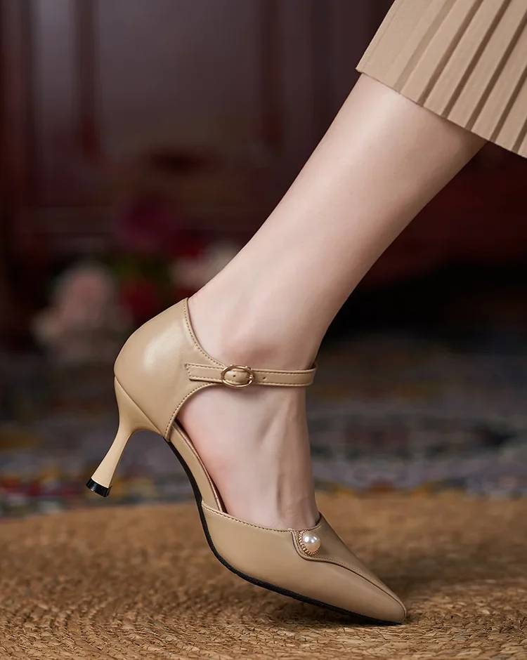 Formal Covered Buckle Strap Party Hollow High Heels Sandals - Image 9