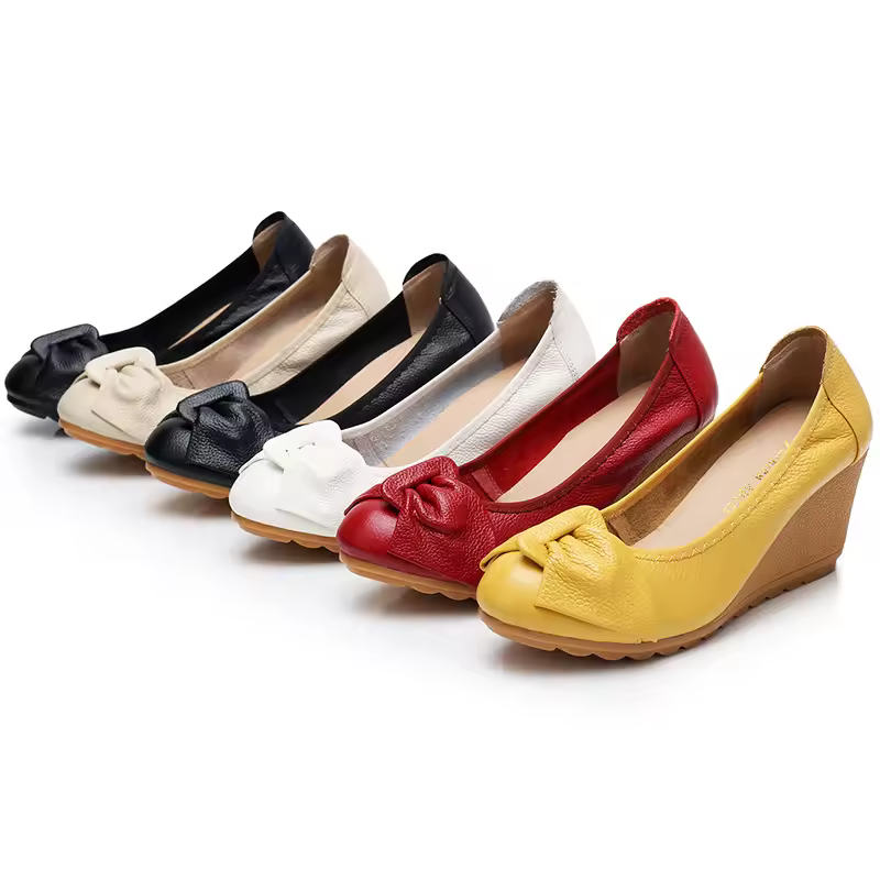Formal Genuine Leather High Heels Slip On Butterfly-knot Shoes - Image 6