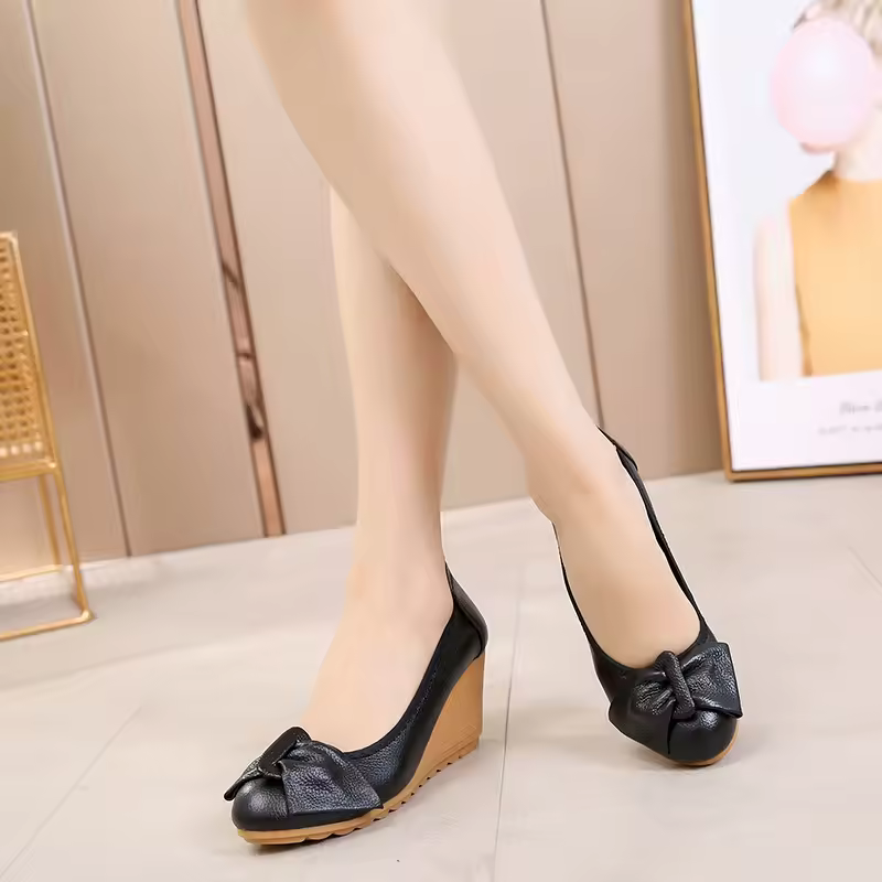Formal Genuine Leather High Heels Slip On Butterfly-knot Shoes - Image 2