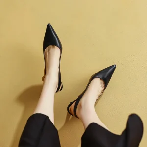 Formal Genuine Leather Knot Pointed Toe Thin High Heel Sandals