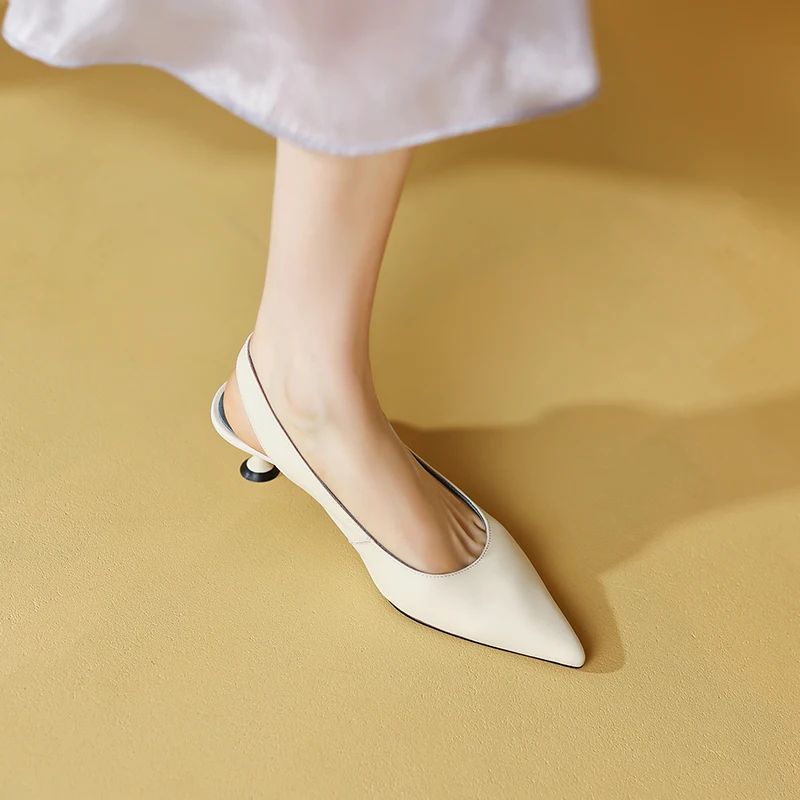 Formal Genuine Leather Knot Pointed Toe Thin High Heel Sandals - Image 9