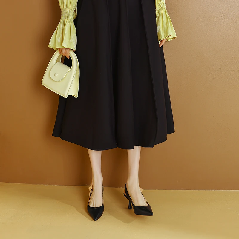 Formal Genuine Leather Knot Pointed Toe Thin High Heel Sandals - Image 2