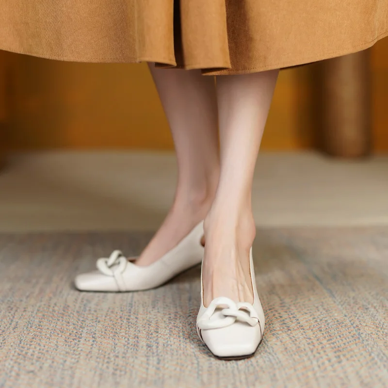 Formal Genuine Personality Leather Buckle Square Toe Thick Sandals - Image 10