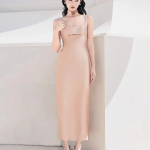 Hollow Out Elegant Strap Dress Niche Design High Waist Sleeveless Split Dresses