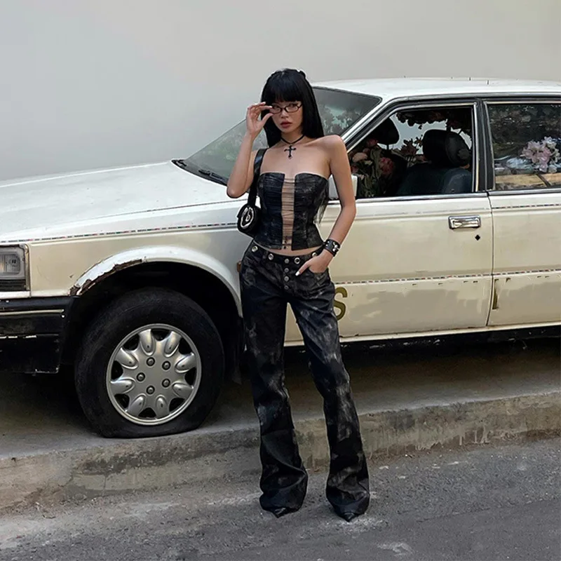 Hollow Out Strapless Streetwear Retro Tube Crop Tops - Image 5