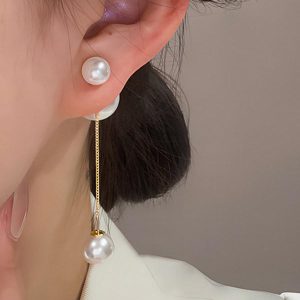 Imitation Pearl Metal Pierced Bridal Graduation Cocktail Earrings