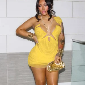 Irregular Metal Chains Halter Skew Collar Midnigh Party Clubwear Ruched Bodycon Dress