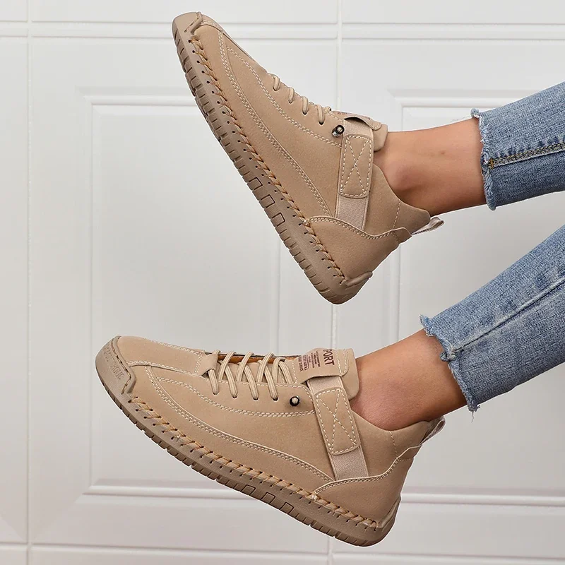 Luxurious Design Lace-up Solid Round Toe Microfiber Loafers - Image 7