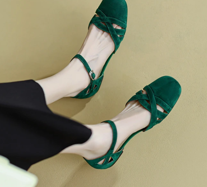 Luxury Comfort Round Toe Breathable Med Clear Heels Sandals - Image 4