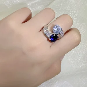 Luxury Creative Niche Design Imitation Crystal Gemstone Diamond High Quality Open Ring