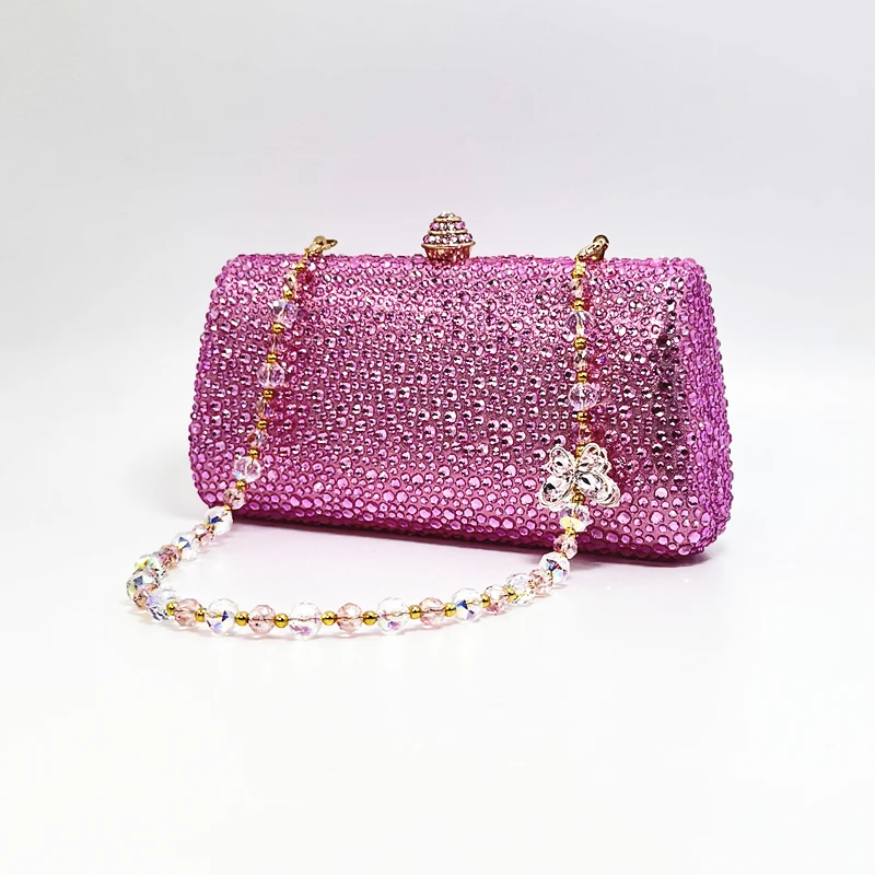 Luxury Crystal Rhinestone Butterfly Chain Wedding Party Wallet Clutch Evening Bag - Image 8