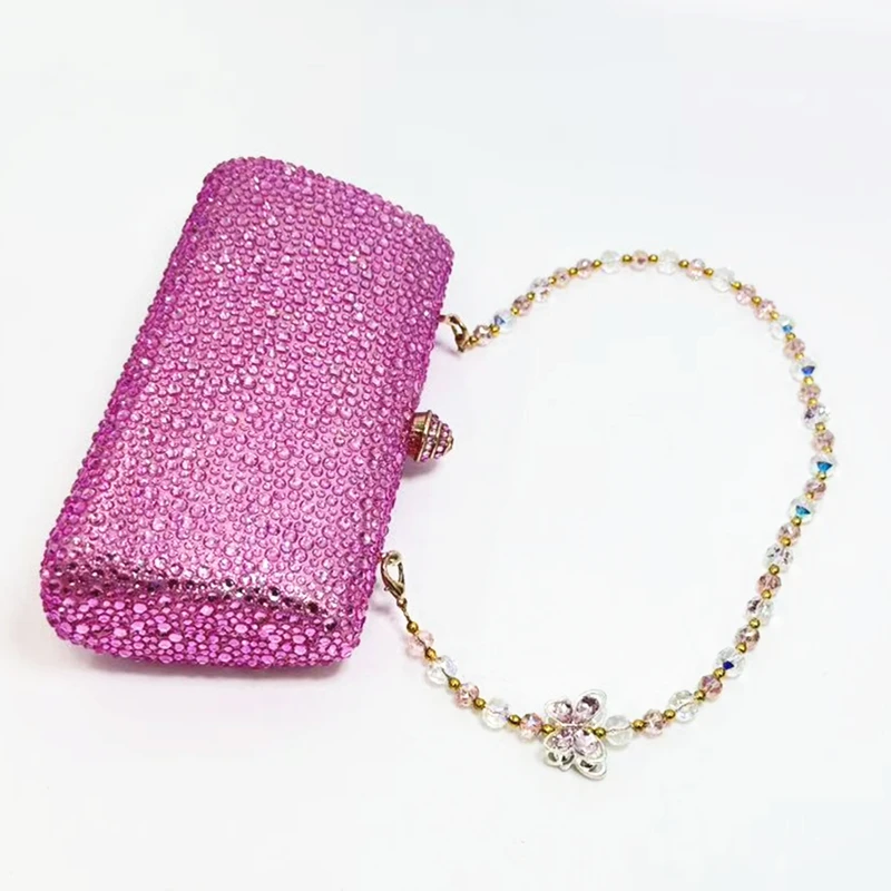 Luxury Crystal Rhinestone Butterfly Chain Wedding Party Wallet Clutch Evening Bag - Image 7
