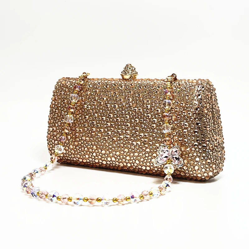 Luxury Crystal Rhinestone Butterfly Chain Wedding Party Wallet Clutch Evening Bag - Image 5