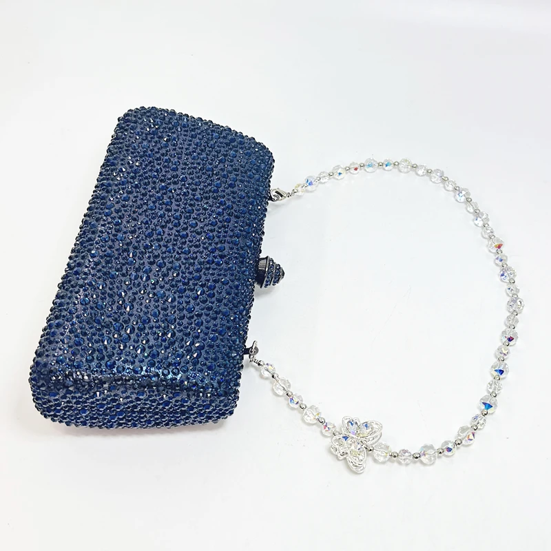 Luxury Crystal Rhinestone Butterfly Chain Wedding Party Wallet Clutch Evening Bag - Image 3