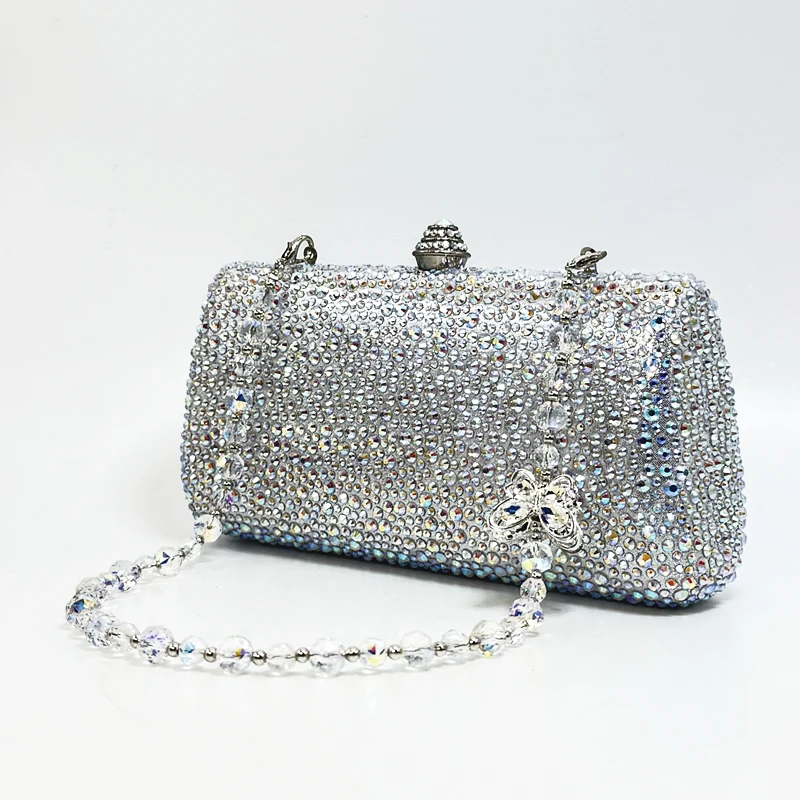 Luxury Crystal Rhinestone Butterfly Chain Wedding Party Wallet Clutch Evening Bag - Image 13
