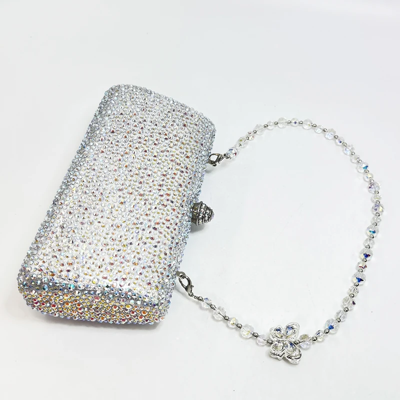 Luxury Crystal Rhinestone Butterfly Chain Wedding Party Wallet Clutch Evening Bag - Image 12