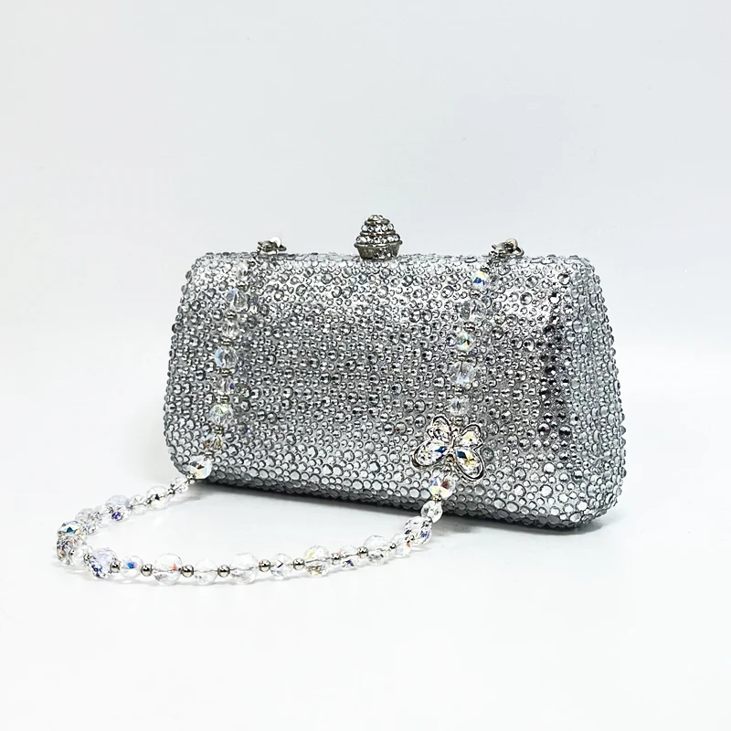 Luxury Crystal Rhinestone Butterfly Chain Wedding Party Wallet Clutch Evening Bag - Image 11