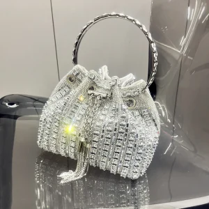 Luxury Crystal Rhinestone Designer Bucket Clutch Purse Evening Banquet Purses And Shoulder Handbags