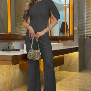 Luxury Elegant Backless  One-Shoulder Pants One Pieces Romper Jumpsuit