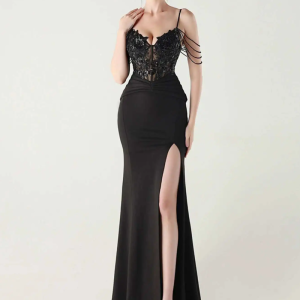 Luxury Elegant Backless Sleeveless  Erotic Vestidos Split Prom Party long Dresses
