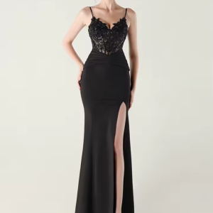 Luxury Elegant Backless Sleeveless Squint Vestidos Split Prom Party Dresses