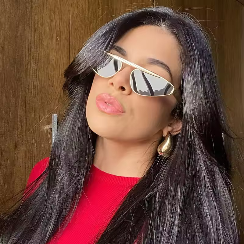 Luxury Fashion Small Frame Irregular Triangle Outdoor High-end Metal Punk Sunglasses