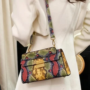 Luxury Fashionable High-End Texture Light Snake Print Niche Design Versatile Handhold Shoulder Crossbody Bag