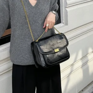 Luxury Genuine Cowhide Leather Satchel Tofu Small Square Shoulder Crossbody Bags