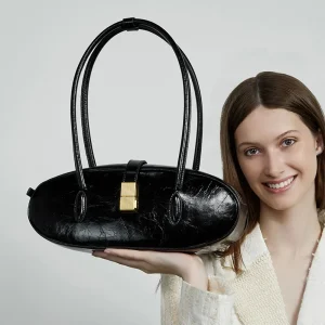 Luxury Genuine Leather Designer High Quality Cowhide Baguette Shoulder Bag