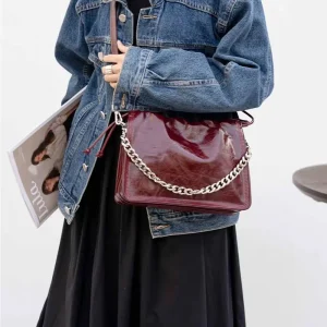 Luxury Genuine Leather Wrinkled Cowhide Designer Crossbody Shoulder Bag