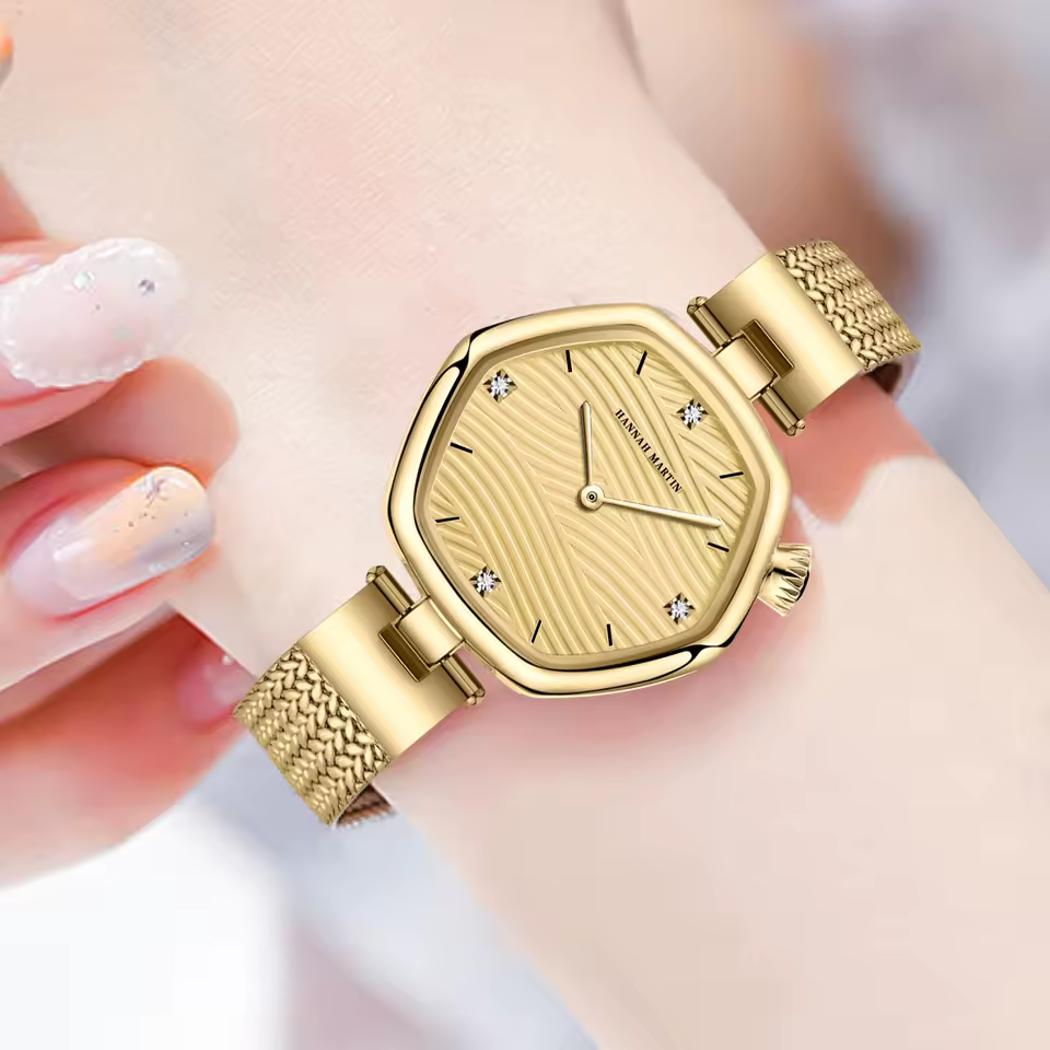 Luxury Hannah Martin Stainless Steel Mesh With Clock Original Quartz Movement Watches - Image 4