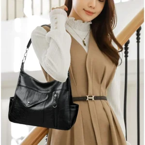 Luxury Large Capacity Retro Pu Leather Tote Designer Shoulder Crossbody Bag